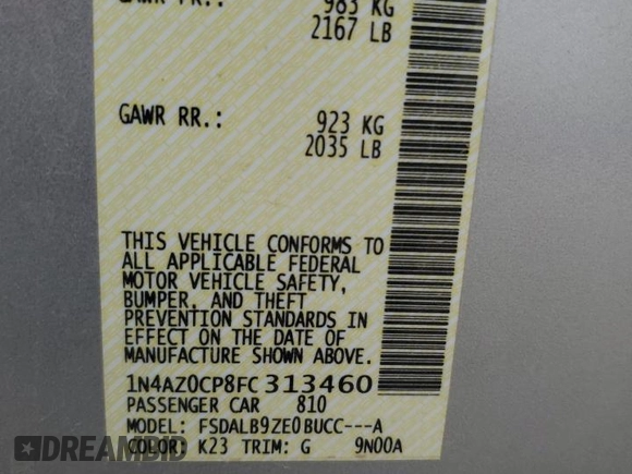 2015 Nissan LEAF SV with VIN 1N4AZ0CP8FC313460, listed as a Copart auction lot 51716765 with 90,163 mi miles and Salvage Title. Bid and sale history available at carsss.com. Image 15.