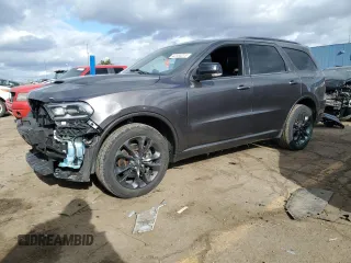 2021 Dodge Durango GT Plus with VIN 1C4RDJDG8MC521836, listed as a Copart auction lot 42383215 with 76,703 mi miles and Salvage Title. Bid and sale history available at carsss.com. Image 1.