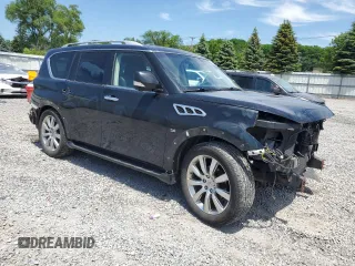 2014 Infiniti QX80 with VIN JN8AZ2NE6E9064366, listed as a Copart auction lot 62819525 with 137,817 mi miles and Salvage title. Bid and sale history available at DreamBid. Image 4.