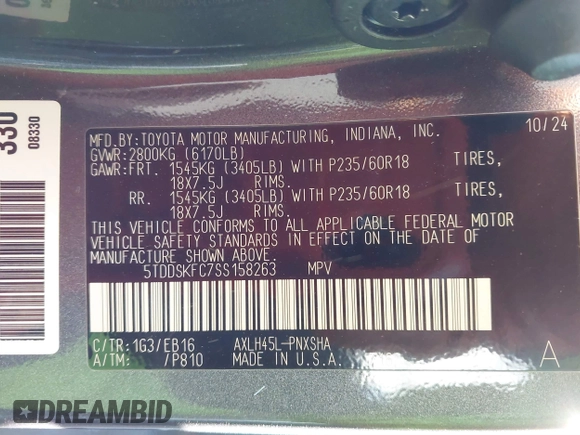 2025 Toyota Sienna XSE z VIN 5TDDSKFC7SS158263, wystawiony jako IAAI lot #41454280 z przebiegiem 8 408 mil mil oraz . Historia ofert i sprzedaży dostępna na DreamBid. Obrazek 9.