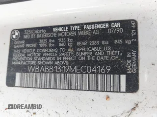 1991 BMW 3 Series с VIN WBABB1319MEC04169, выставлен на аукционе IAAI как лот 42714812 с пробегом 200 393 миль миль и . История ставок и продаж доступна на DreamBid. Изображение 9.