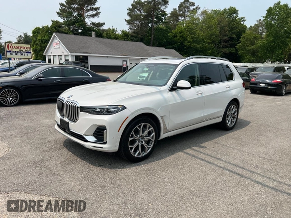 2019 BMW X7 xDrive50i z VIN 5UXCX4C55KLS38210, wystawiony jako Copart lot #59935315 z przebiegiem 126 853 mil mil oraz Czysty tytuł • Clean title. Historia ofert i sprzedaży dostępna na DreamBid. Obrazek 2.