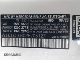 2023 Mercedes-Benz E-Class E 450 with VIN W1K1K5KB0PF208127, listed as a IAAI auction lot 41651543 with 7,086 mi miles. Bid and sale history available at carsss.com. Image 9.
