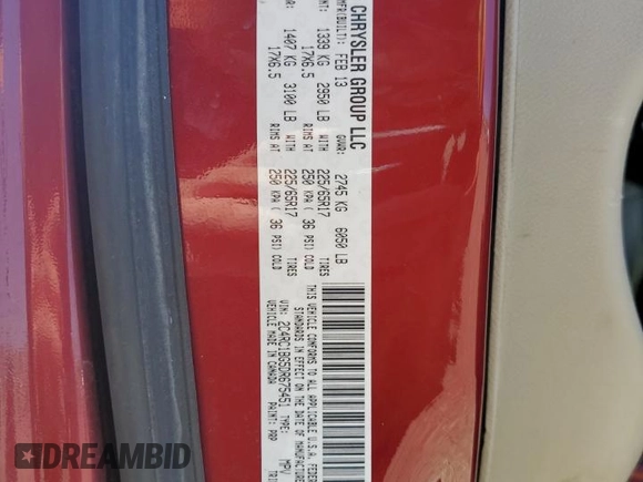2013 Chrysler Town & Country Touring with VIN 2C4RC1BG5DR675451, listed as a Copart auction lot 73781824 with Not Provided miles and Salvage Title. Bid and sale history available at DreamBid. Image 13.