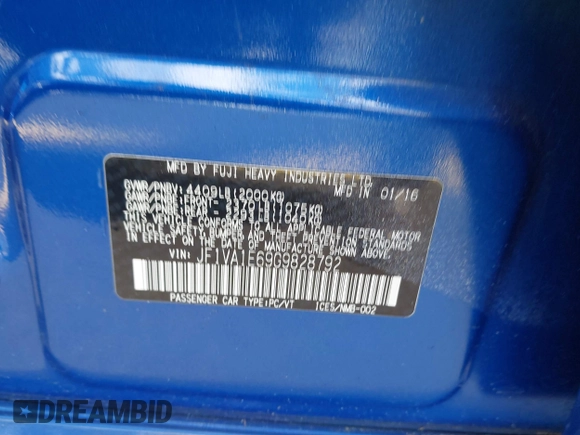 2016 Subaru WRX Premium with VIN JF1VA1E69G9828792, listed as a IAAI auction lot 42523907 with Not provided miles and . Bid and sale history available at DreamBid. Image 9.