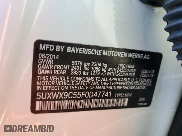 2015 BMW X3 xDrive28i z VIN 5UXWX9C55F0D47741, wystawiony jako Copart lot #58414685 z przebiegiem 83 793 mil mil oraz Szkoda całkowita • Salvage title. Historia ofert i sprzedaży dostępna na DreamBid. Obrazek 13.