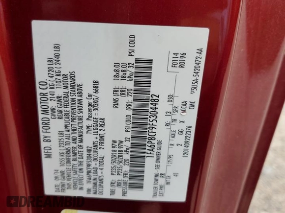 2015 Ford Mustang GT z VIN 1FA6P8CF9F5304482, wystawiony jako Copart lot #51574635 z przebiegiem 81 661 mil mil oraz Szkody całkowita. Historia ofert i sprzedaży dostępna na DreamBid. Obrazek 13.