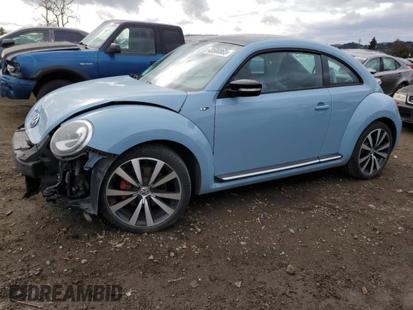2014 Volkswagen Beetle Turbo R-Line with VIN 3VWVT7AT5EM635862, listed as a Copart auction lot 43500865 with 58,412 mi miles and Salvage Title. Bid and sale history available at DreamBid. Image 1.