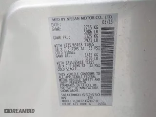 2015 Nissan Pathfinder S with VIN 5N1AR2MM6FC652630, listed as a IAAI auction lot 41423276 with 166,202 mi miles. Bid and sale history available at carsss.com. Image 9.