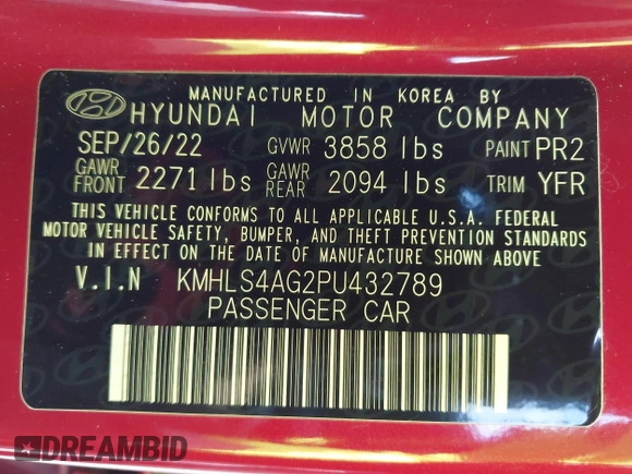 2023 Hyundai Elantra SEL z VIN KMHLS4AG2PU432789, wystawiony jako IAAI lot #41209555 z przebiegiem 24 390 mil mil oraz . Historia ofert i sprzedaży dostępna na DreamBid. Obrazek 9.