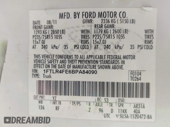 2011 Ford Ranger XLT с VIN 1FTLR4FE6BPA84090, выставлен на аукционе IAAI как лот 42215330 с пробегом 109 804 миль миль и . История ставок и продаж доступна на DreamBid. Изображение 9.