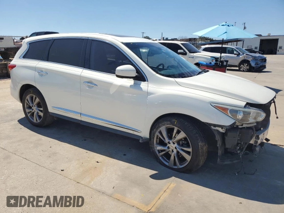 2013 Infiniti JX35 with VIN 5N1AL0MM9DC325674, listed as a Copart auction lot 70765154 with 58,436 mi miles and Salvage Title. Bid and sale history available at carsss.com. Image 4.