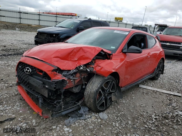 2019 Hyundai Veloster N with VIN KMHT36AH0KU001278, listed as a Copart auction lot 72789884 with 0 mi miles and Salvage Title. Bid and sale history available at carsss.com. Image 1.