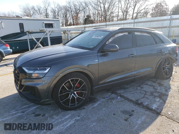 2019 Audi Q8 Premium Plus with VIN WA1EVAF15KD025205, listed as a Copart auction lot 84956594 with 0 mi miles and Salvage Title. Bid and sale history available at carsss.com. Image 1.