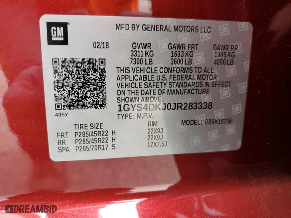 2018 Cadillac Escalade Platinum with VIN 1GYS4DKJ0JR283338, listed as a Copart auction lot 54784774 with 67,766 mi miles and Salvage Title. Bid and sale history available at carsss.com. Image 15.