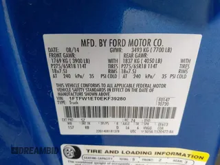 2014 Ford F-150 XL with VIN 1FTFW1ET0EKF39280, listed as a IAAI auction lot 42038842 with 209,864 mi miles and . Bid and sale history available at DreamBid. Image 9.