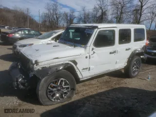 2025 Jeep Wrangler Sahara with VIN 1C4PJXENXSW500496, listed as a Copart auction lot 48501765 with 6,265 mi miles and Salvage Title. Bid and sale history available at carsss.com. Image 1.