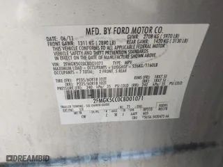 2012 Ford Flex SEL with VIN 2FMGK5CC0CBD01071, listed as a IAAI auction lot 41457425 with 185,413 mi miles. Bid and sale history available at carsss.com. Image 9.