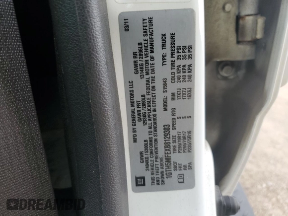2011 GMC Canyon SLE1 with VIN 1GTH5MFEXB8129303, listed as a Copart auction lot 58571285 with 175,338 mi miles and Salvage title. Bid and sale history available at DreamBid. Image 12.