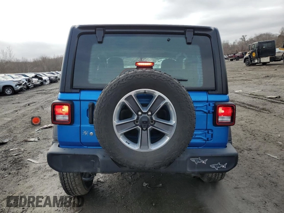 2021 Jeep Wrangler Sport S with VIN 1C4GJXAG2MW762104, listed as a Copart auction lot 46620845 with 56,799 mi miles and Salvage Title. Bid and sale history available at DreamBid. Image 6.