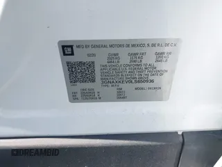 2020 Chevrolet Equinox LT z VIN 3GNAXKEV0LS650936, wystawiony jako IAAI lot #42263480 z przebiegiem 51 723 mil mil oraz . Historia ofert i sprzedaży dostępna na DreamBid. Obrazek 9.