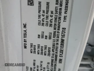 2022 Tesla Model 3 Long Range with VIN 5YJ3E1EB9NF167318, listed as a Copart auction lot 43235155 with 54,167 mi miles and Salvage Title. Bid and sale history available at carsss.com. Image 14.