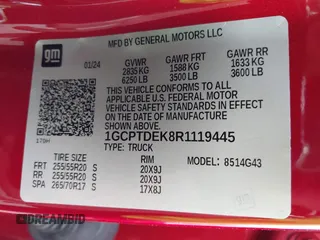 2024 Chevrolet Colorado 4WD Z71 z VIN 1GCPTDEK8R1119445, wystawiony jako IAAI lot #42059364 z przebiegiem 9247 mil mil oraz . Historia ofert i sprzedaży dostępna na DreamBid. Obrazek 9.