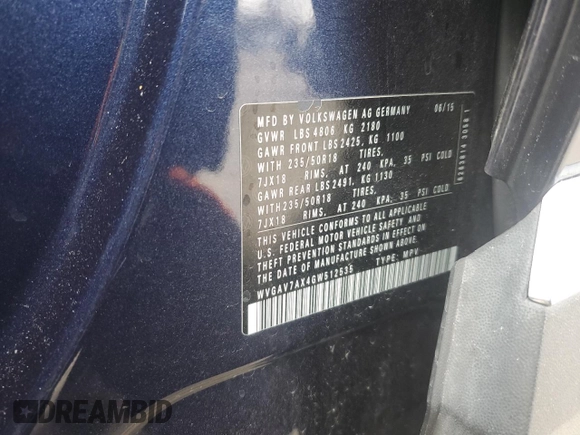 2016 Volkswagen Tiguan S z VIN WVGAV7AX4GW512535, wystawiony jako Copart lot #52570585 z przebiegiem 161 559 mil mil oraz Szkoda całkowita • Salvage title. Historia ofert i sprzedaży dostępna na DreamBid. Obrazek 13.