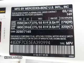 2014 Mercedes-Benz GL 450 z VIN 4JGDF7CE5EA390994, wystawiony jako IAAI lot #41618791 z przebiegiem 130 492 mil mil oraz . Historia ofert i sprzedaży dostępna na DreamBid. Obrazek 9.