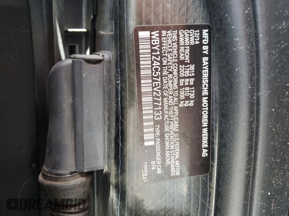 2014 BMW i3 с VIN WBY1Z4C57EV277133, выставлен на аукционе Copart как лот 53901285 с пробегом 86 190 миль миль и Списание • Salvage title. История ставок и продаж доступна на DreamBid. Изображение 14.