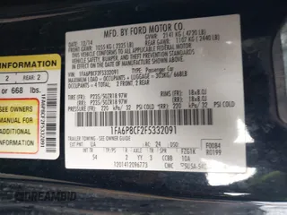 2015 Ford Mustang GT with VIN 1FA6P8CF2F5332091, listed as a IAAI auction lot 41586768 with 86,529 mi miles and . Bid and sale history available at carsss.com. Image 9.