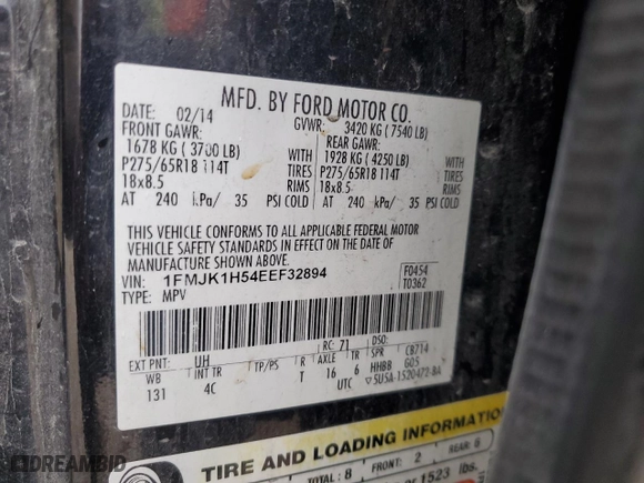 2014 Ford Expedition EL XLT with VIN 1FMJK1H54EEF32894, listed as a Copart auction lot 45593895 with 223,464 mi miles and Salvage Title. Bid and sale history available at carsss.com. Image 15.