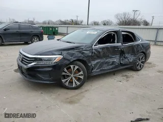 2020 Volkswagen Passat 2.0T SEL with VIN 1VWCA7A3XLC023281, listed as a Copart auction lot 43834755 with 0 mi miles and Salvage Title. Bid and sale history available at carsss.com. Image 1.