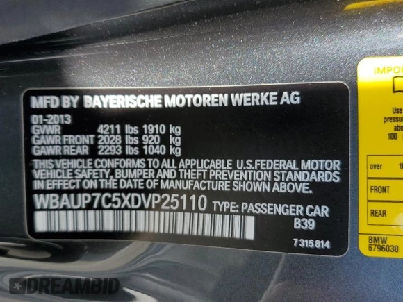 2013 BMW 1 Series 128i z VIN WBAUP7C5XDVP25110, wystawiony jako Copart lot #58033485 z przebiegiem 88 989 mil mil oraz Szkoda całkowita • Salvage title. Historia ofert i sprzedaży dostępna na DreamBid. Obrazek 12.