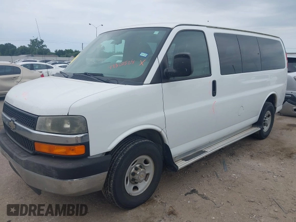 2013 Chevrolet Express Passenger 1LT with VIN 1GAZGYFG0D1117737, listed as a IAAI auction lot 42320524 with 103,968 mi miles and . Bid and sale history available at DreamBid. Image 2.