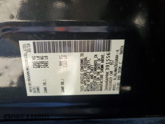 2017 Nissan Maxima SL z VIN 1N4AA6AP4HC391556, wystawiony jako Copart lot #55840395 z przebiegiem 74 982 mil mil oraz Szkoda całkowita • Salvage title. Historia ofert i sprzedaży dostępna na DreamBid. Obrazek 12.