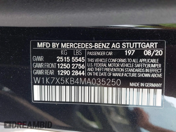 2021 Mercedes-Benz AMG GT 43 z VIN W1K7X5KB4MA035250, wystawiony jako IAAI lot #41871141 z przebiegiem 40 801 mil mil oraz . Historia ofert i sprzedaży dostępna na DreamBid. Obrazek 9.