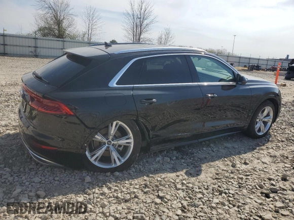 2023 Audi Q8 Premium Plus with VIN WA1BVBF1XPD032408, listed as a Copart auction lot 55977695 with 19,596 mi miles and Salvage title. Bid and sale history available at DreamBid. Image 3.