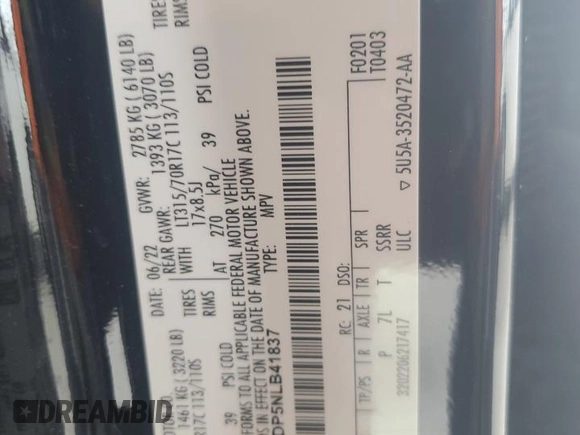 2022 Ford Bronco with VIN 1FMEE5DP5NLB41837, listed as a Copart auction lot 55476425 with 24,012 mi miles and Salvage title. Bid and sale history available at DreamBid. Image 13.