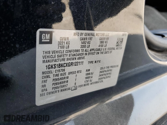 2016 GMC Yukon SLT with VIN 1GKS1BKCXGR122111, listed as a Copart auction lot 69900124 with 73,781 mi miles and Salvage Title. Bid and sale history available at carsss.com. Image 15.
