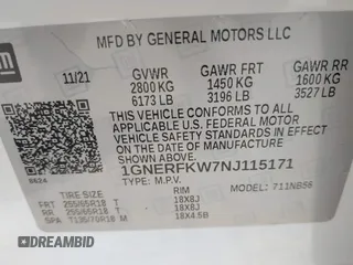 2022 Chevrolet Traverse LS with VIN 1GNERFKW7NJ115171, listed as a IAAI auction lot 41690818 with 89,360 mi miles and . Bid and sale history available at DreamBid. Image 9.