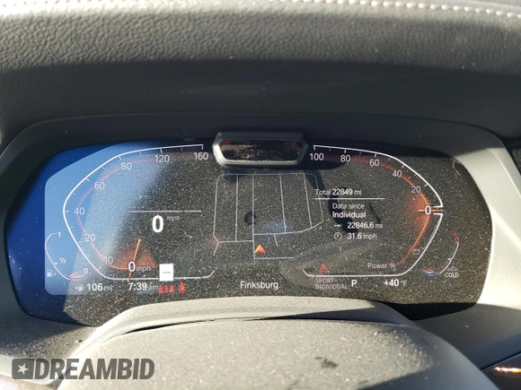 2023 BMW X5 xDrive40i with VIN 5UXCR6C0XP9P15664, listed as a Copart auction lot 47996015 with 22,849 mi miles and Salvage title. Bid and sale history available at DreamBid. Image 9.