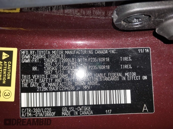 2015 Lexus RX 350 with VIN 2T2BK1BA3FC294096, listed as a IAAI auction lot 42534967 with 70,359 mi miles and . Bid and sale history available at DreamBid. Image 9.