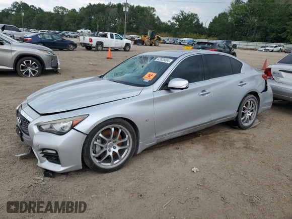 2014 Infiniti Q50 Premium with VIN JN1BV7AP9EM681650, listed as a Copart auction lot 62825004 with 136,959 mi miles and Salvage title. Bid and sale history available at DreamBid. Image 1.