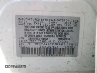 2015 Nissan Sentra SV with VIN 3N1AB7AP3FY248845, listed as a Copart auction lot 54233385 with 132,820 mi miles and Salvage Title. Bid and sale history available at DreamBid. Image 12.