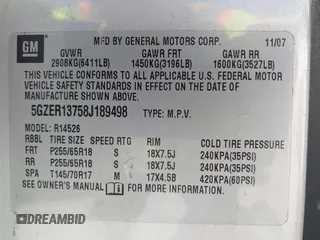 2008 Saturn Outlook XE z VIN 5GZER13758J189498, wystawiony jako IAAI lot #40548391 z przebiegiem Nie podano mil oraz . Historia ofert i sprzedaży dostępna na DreamBid. Obrazek 9.