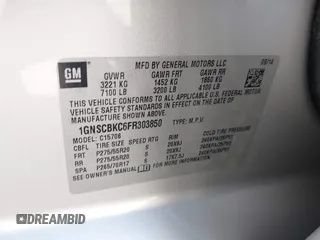 2015 Chevrolet Tahoe LT with VIN 1GNSCBKC6FR303850, listed as a IAAI auction lot 42254115 with 147,856 mi miles and . Bid and sale history available at DreamBid. Image 9.