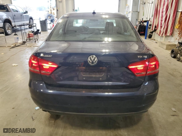 2013 Volkswagen Passat TDI SE w/Sunroof with VIN 1VWBN7A39DC039957, listed as a Copart auction lot 53238825 with 141,694 mi miles and Non Repairable. Bid and sale history available at carsss.com. Image 6.