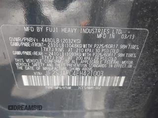 2014 Subaru Forester Premium with VIN JF2SJAEC4EH421003, listed as a IAAI auction lot 42094407 with 110,940 mi miles and . Bid and sale history available at DreamBid. Image 9.