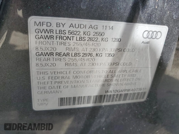 2015 Audi Q5 Premium Plus z VIN WA1DGAFP8FA073511, wystawiony jako Copart lot #57361125 z przebiegiem 242 399 mil mil oraz Czysty tytuł • Clean title. Historia ofert i sprzedaży dostępna na DreamBid. Obrazek 13.
